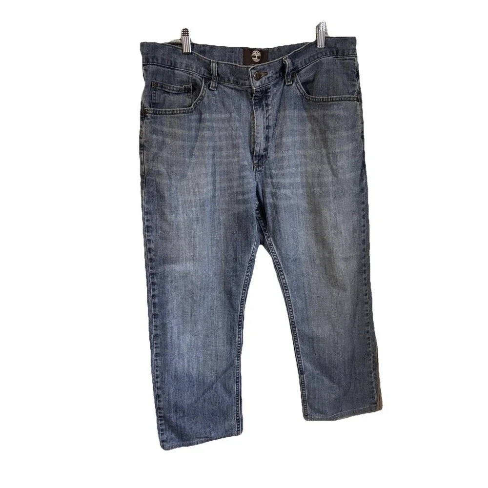 Timberland Men's Light Blue Straight Denim Jeans Cotton 5-Pocket 38x30‎